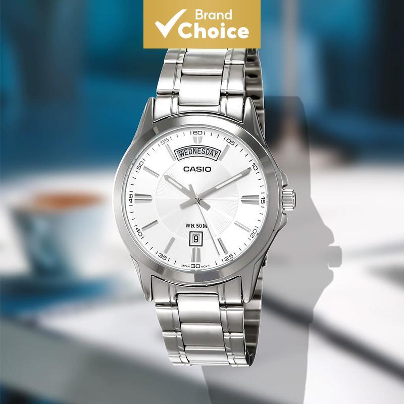 Casio Relógio Série Ponteiro de Relógio de Pulso de Quartzo Masculino Pulseira de Couro Série Moda Negócios MTP-1381D-7A