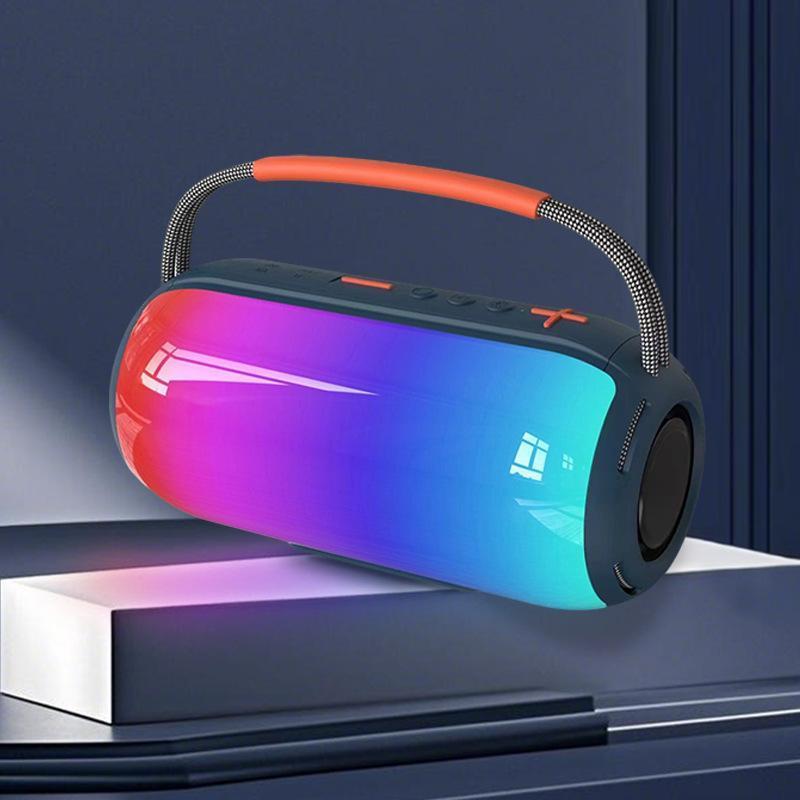 Caixa de Som Bluetooth Portátil com Luzes RGB Gradiente e Alça de Transporte