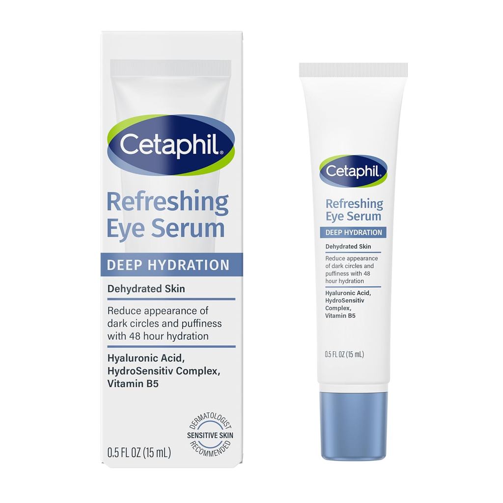 CETAPHIL Sérum Hidratante Refrescante para Olhos, 0,5 fl oz, Creme Hidratante para a Área dos Olhos com Efeito de 48 Hor
