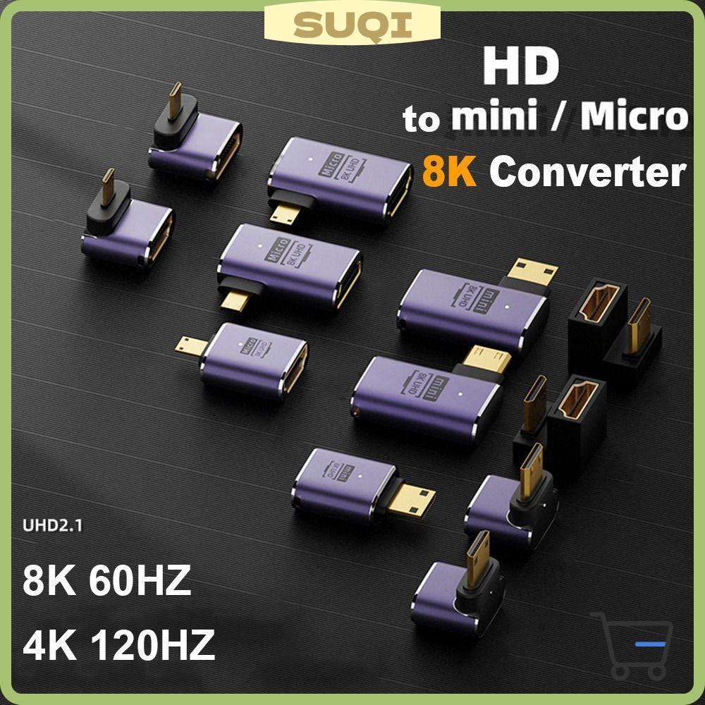 SUQI Mini/Micro HD Para HDMI UHD Macho Fêmea 90 Graus 8K 60HZ