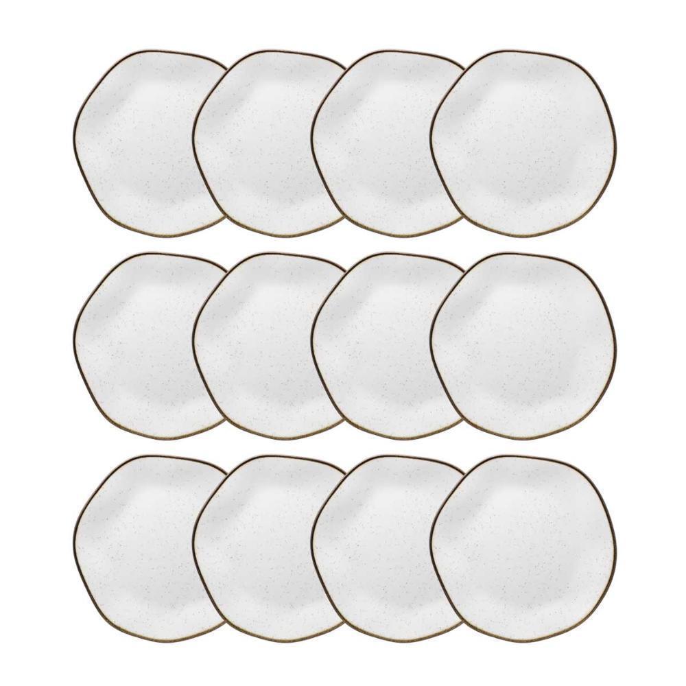 Jogo com 12 Pratos Sobremesa 21,5cm Oxford Ryo Maresia