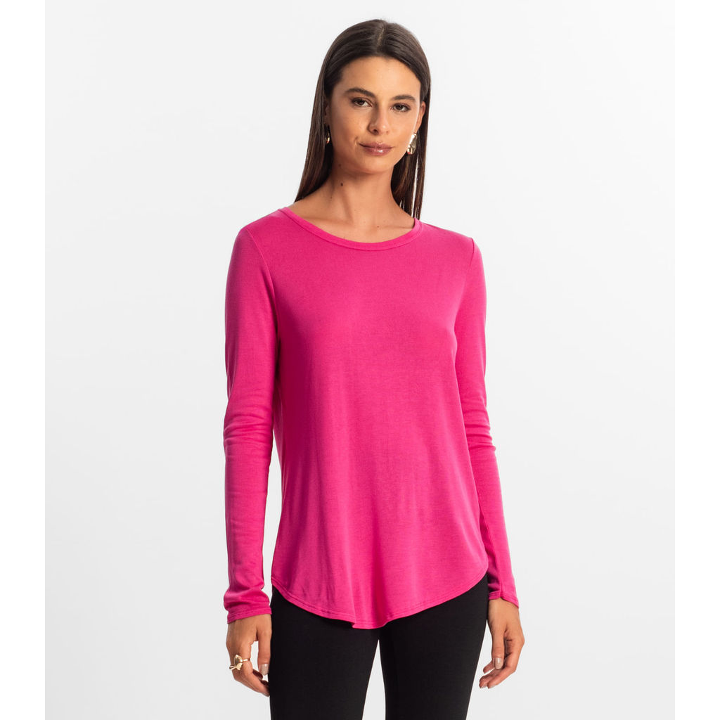 Blusa Feminina Manga Longa Visco Tricot Rovitex Rosa