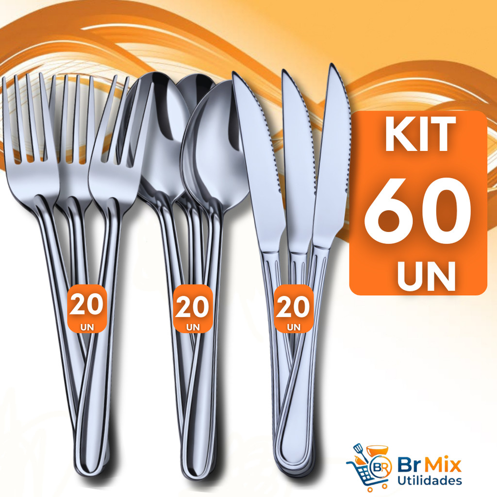 Combo de Talheres inox Garfo Faca Colher Cozinha Restaurante Talher Utilidades Garfos Facas Colheres