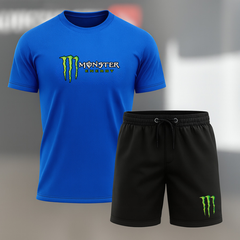 Conjunto Camiseta e Bermuda MNST - Kit 2 Peças - 1 Camisa Dry fit | 1 Short Tactel Mauricinho Esportivo Academia Slim — imagem 2 de 2
