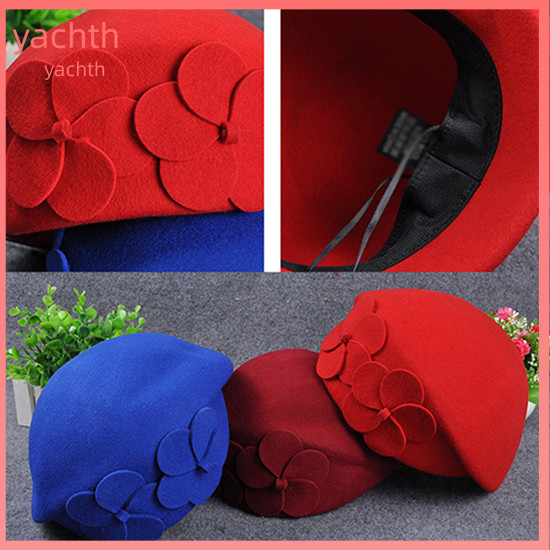 Iate | Moda Feminina Boina Folgada Gorro Chapéu Flor Dupla Aeromoça Boné
