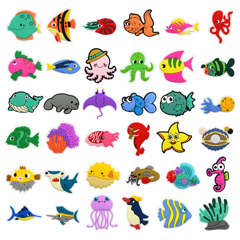 DIDOU PVC Sapato Encantos Acessórios Animais Marinhos Decoração Peixe Fivelas Para Tamanco Sandálias Pino Presentes De A