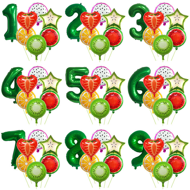 Kit 7 Balões Frutas 32pol Melancia Morango Foil Decoração Festa Aniversário Infantil