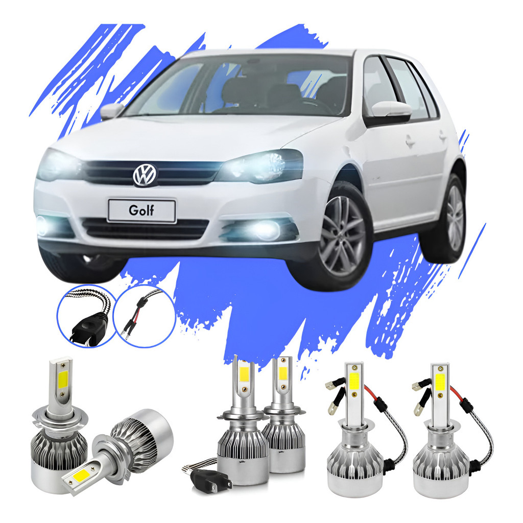 Lâmpada Led Golf 2007-2013 Kit H1 H7 Hb4 V10 - Efeito Xênon