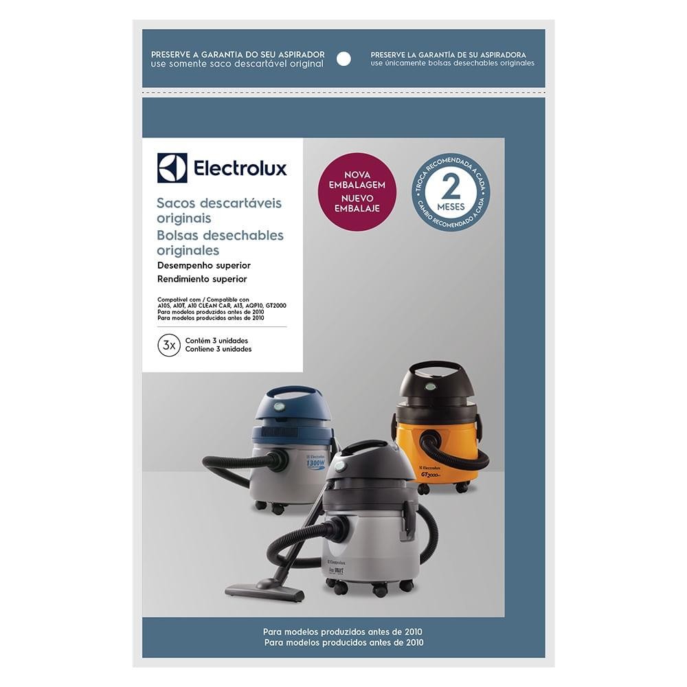 Kit 3 Sacos de Aspirador de Pó Modelos A10S, A10T, A10 CleanCar, A13e GT2000 Produzidos Antes de 2010 (CSE09) Electrolux