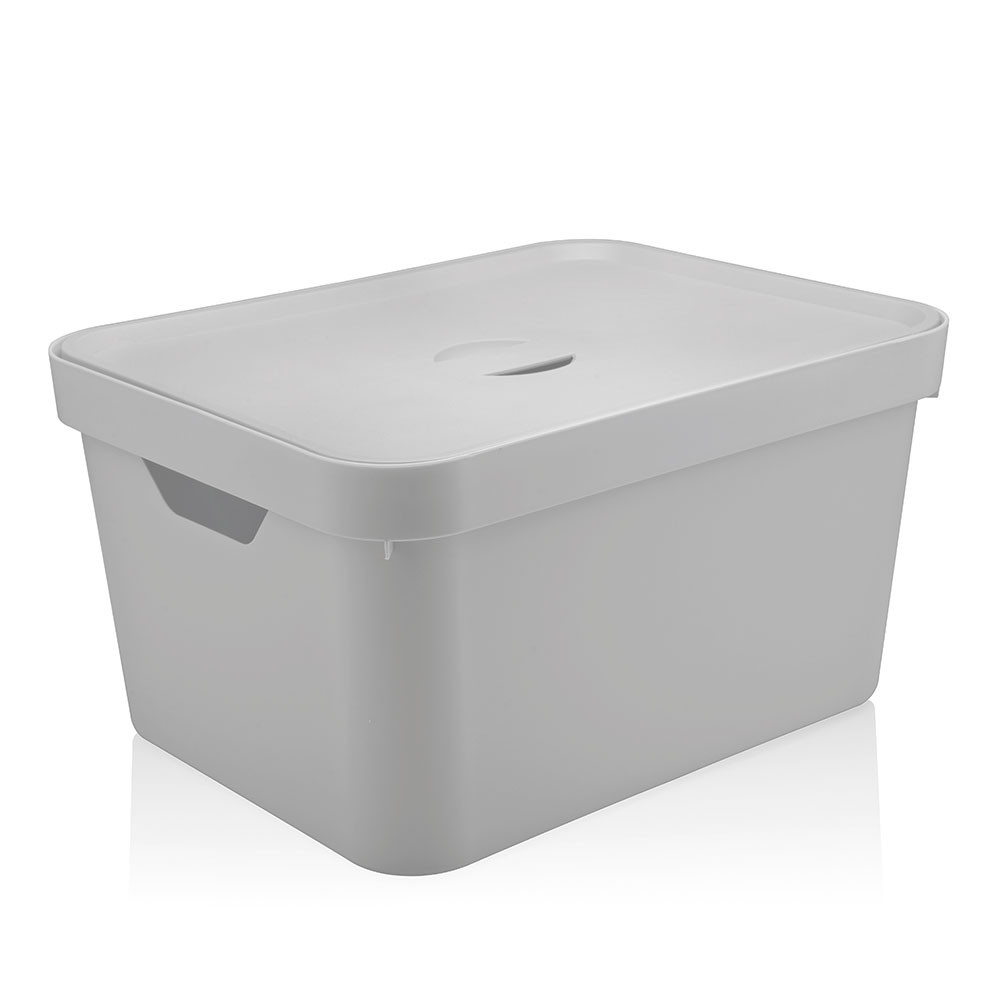 Caixa Organizadora Cube Retangular Alça Cinza Tampa 32L Branca Leve Polipropileno Martiplast em Oferta na Shopee