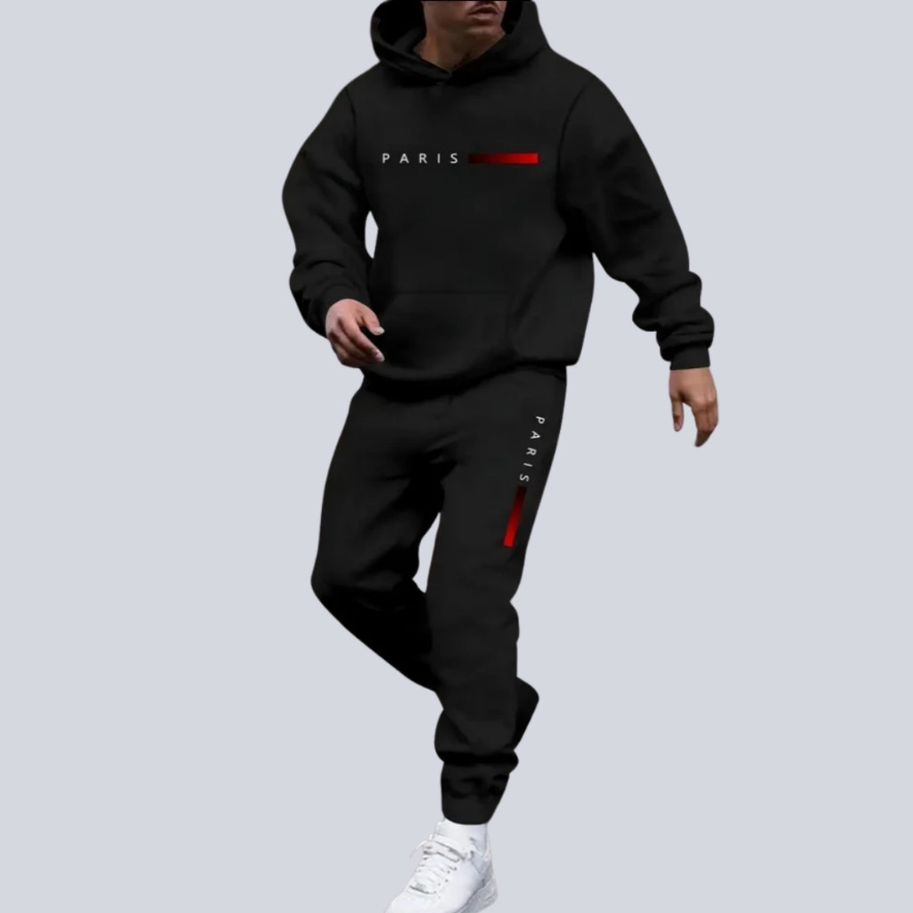 Conjunto Moletom Preto Abrigo Agazalho Esportivo Flanelado Quentinho Paris Gold