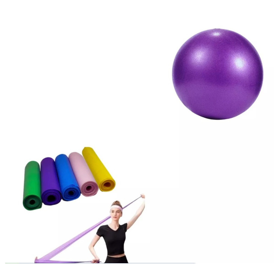 Kit Mini Bola yoga Pilates  25cm Fisio + Faixa Elástica 150cm