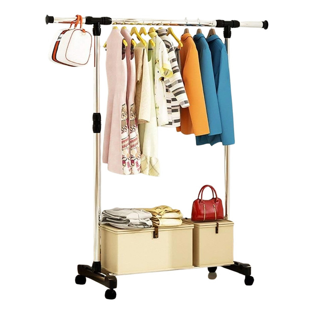 Arara Cabideiro De Roupas Com Suporte 1 Camada E Rodinha Cinza em Oferta na Shopee