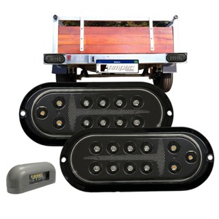 Kit Lanterna Traseira LED Carretinha Reboque Cristal Meia Luz Pisca Freio Luz Placa Universal em Oferta na Shopee