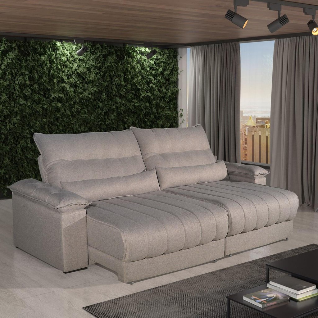 Sofá Impermeável 2,10m Retrátil e Reclinável Exclusive Bom Pastor em Oferta na Shopee