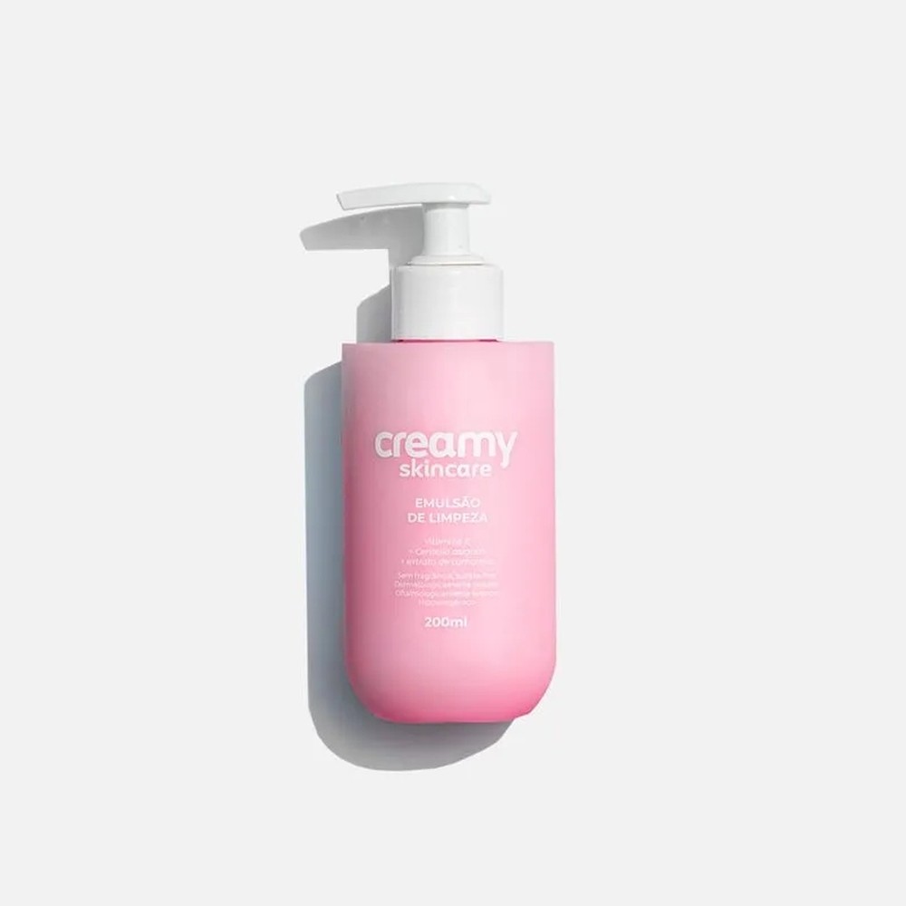 Creamy Emulsão de Limpeza Suave 200ml – Limpador Facial Hidratante para Pele Sensível e Seca
