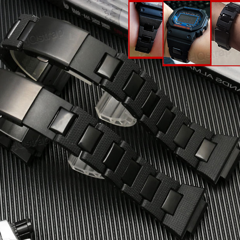 Pulseira De Aço Plástico Para Casio Watch Band Interface Convexa 16mm DW6900/DW9600/GW-M5610/DW5600/GA2100 Preta Relógio