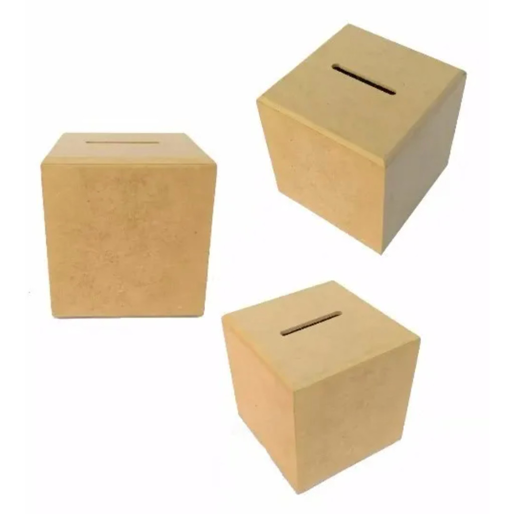 Cofre Cubo em MDF 3mm 12x12x12 cm com Saída Inferior Parafusada | Ideal para Personalizar