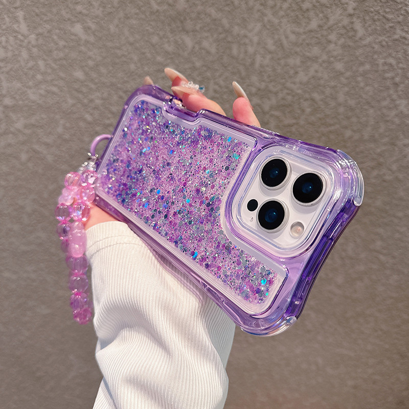 Capa De Telefone Luxuosa Com Glitter 3 Em 1 Para IPhone 17 Pro Max 17AIR 16 Promax 15 14 Plus 13 12 11 Anti-Queda Pulsei