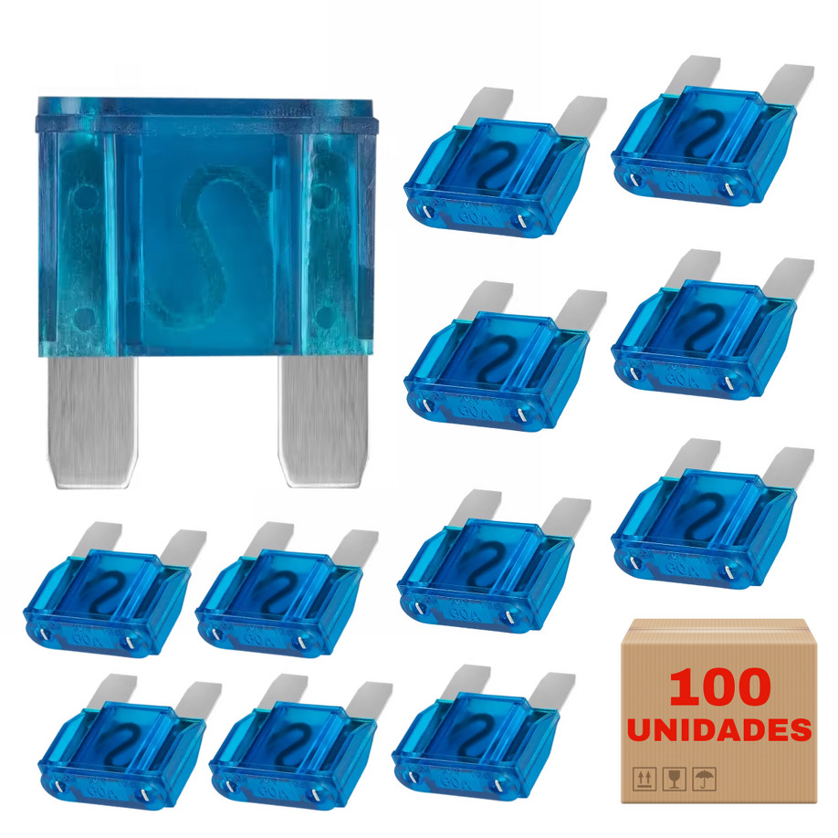 Kit 100 Fusível Max Automotivo 60 Amperes Lâmina Bateria