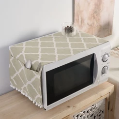 1 Peça Capa Contra Poeira Para Forno De Micro-Ondas À Prova De Cozinha Doméstica De Linho De Algodão Com Bolsa De Armaze