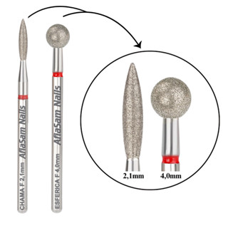 Broca Diamantada Chama 2,1mm + Esférica 4,0mm Unhas Alongamento em Oferta na Shopee