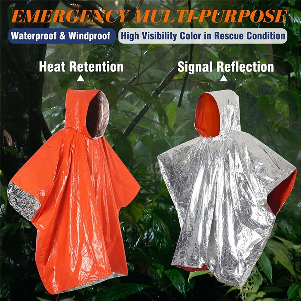 1PC acampamento ao ar livre portátil emergência à prova dwaterproof água Poncho primeiros socorros capa de chuva pe film