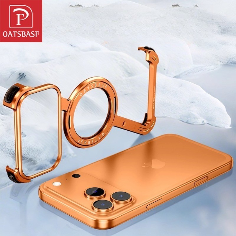 OATSBASF Z Case Metal Airbag Phone Com Suporte Magnético Para iPhone 17 Pro Max/Air Dissipação De Calor Oca Sem Moldura em Oferta na Shopee