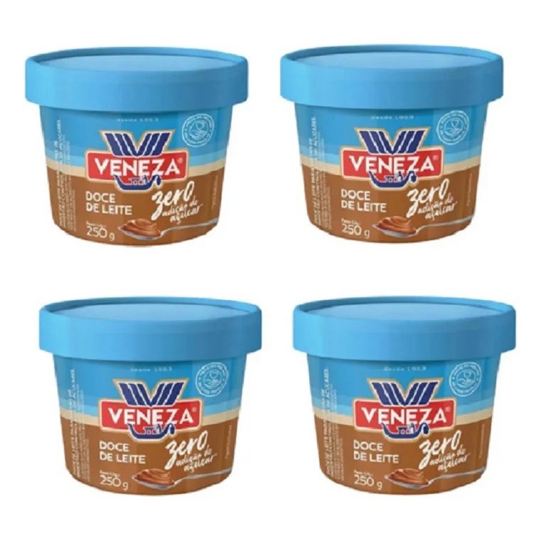 KIT DOCE DE LEITE ZERO AÇÚCAR VENEZA 250G 4U em Oferta na Shopee