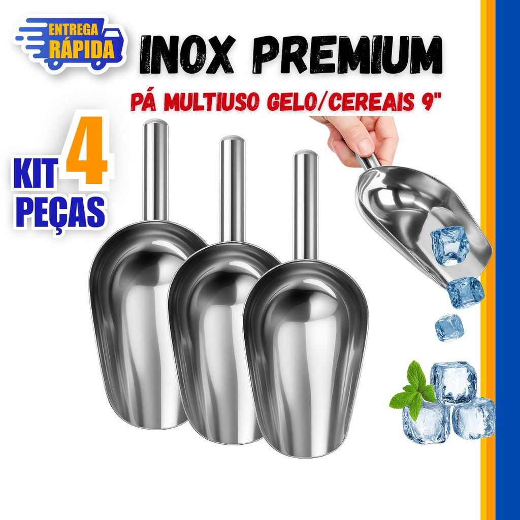 Conjunto 04 Pá De Gelo Pá Quadrada De Grãos De Farinha De Cereais Variáveis Utilidades Premium Resistência