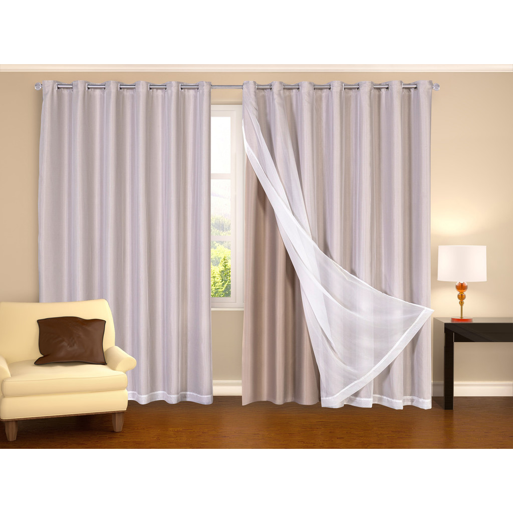 Cortina Blackout Em Tecido Corta Luz Com Voil 3M De Largura por 1,80M 2,30M 2,40M 2,50M 2,60M ou 2,80M De Altura