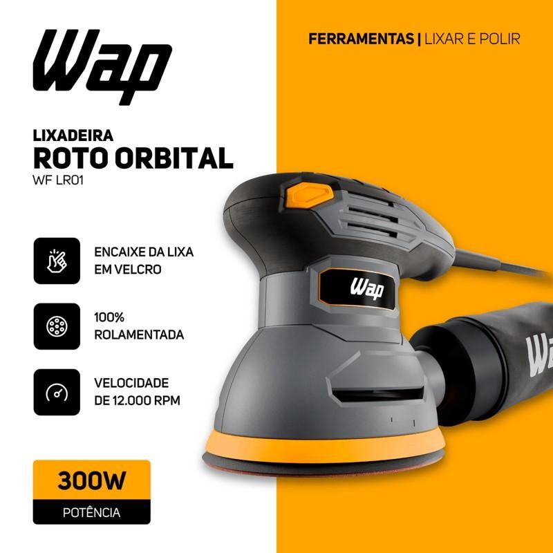 Lixadeira Roto Orbital WAP WF LR01 com Encaixe de Lixa em Velcro E 300W 127V