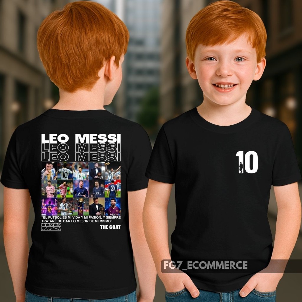 Camiseta Infantil Lionel Léo Messi M10 Jogador Futebol ET Genio Goat Camisa 10 Melhor do Mundo
