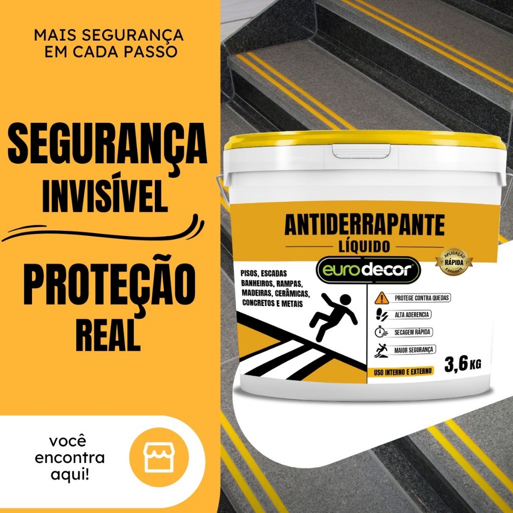 Antiderrapante Incolor 3.6KG Segurança em Rampas Escadas e Áreas Molhadas 3.6KG OU 1KG
