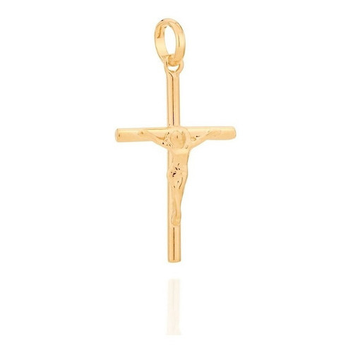 Pingente Rommanel Cruz Jesus Cristo Folheado Ouro 540003