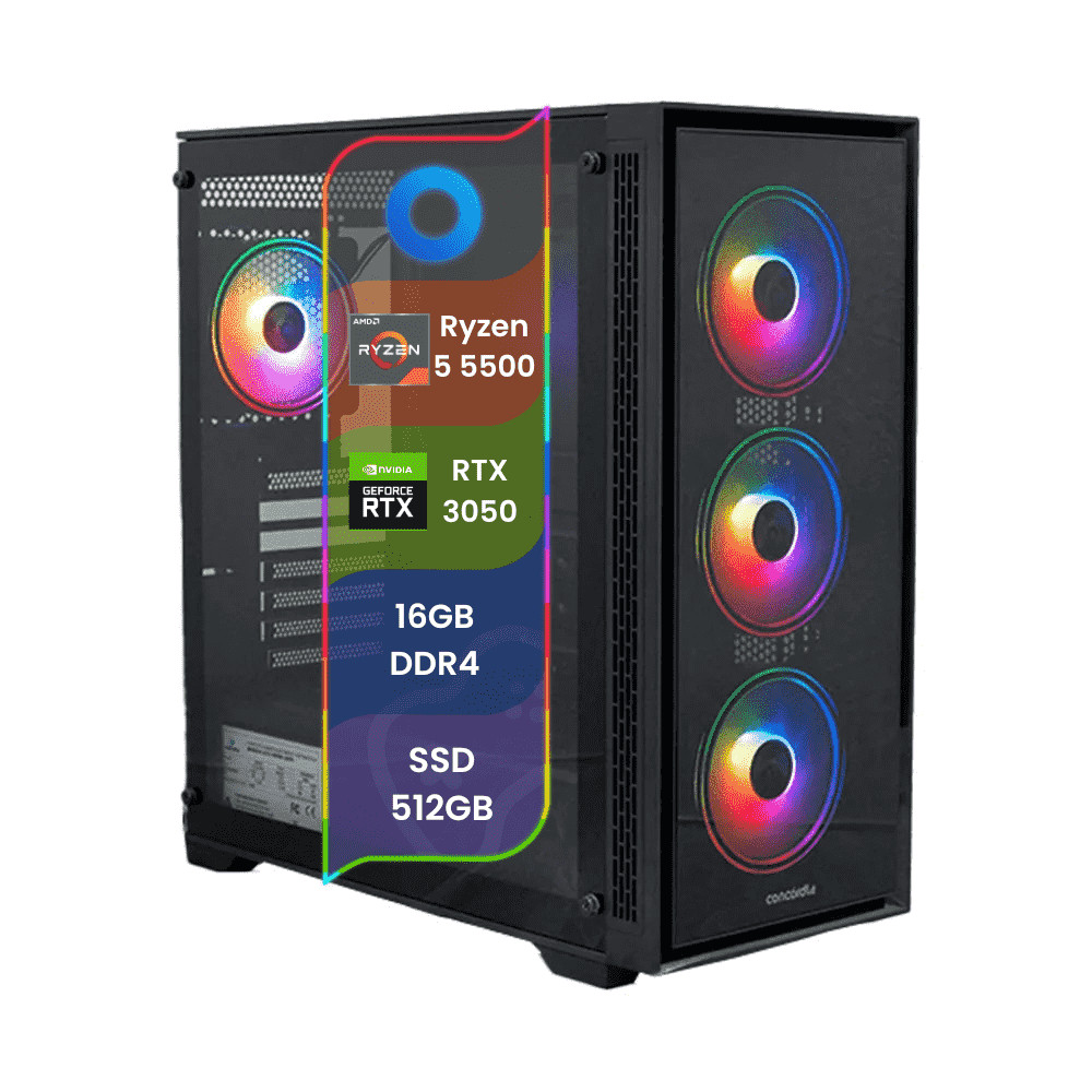PC Gamer TOP Concórdia Processador AMD Ryzen 5 5500 16GB SSD 512GB RTX 3050 Font