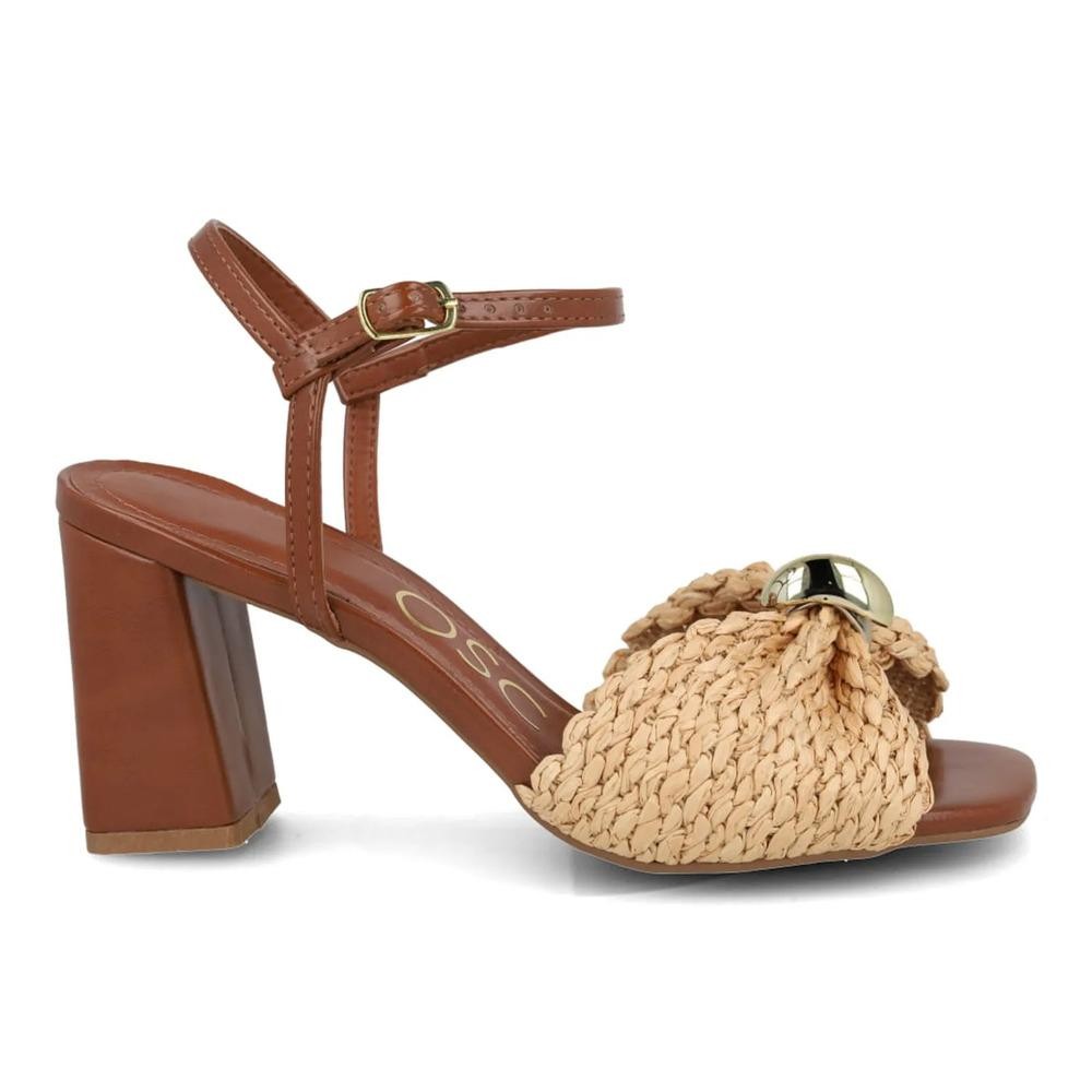 Sandália Osc Salto Bloco Tira Trançada Feminina em Oferta na Shopee
