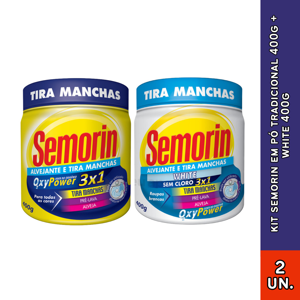 Kit Alvejante Semorin Tira Manchas Tradicional + White 400g