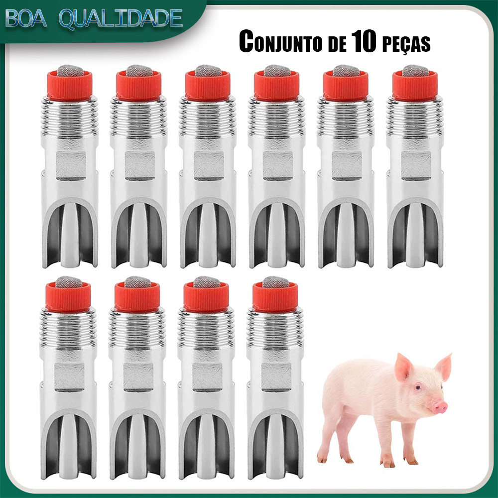 10x Bebedouro com bico para porcos, rosca de 1/2 polegada, bebedouro automático