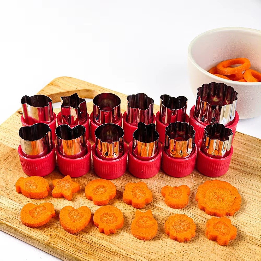 Kit 12 Moldes Cortadores De Frutas para Crianças, Comida, Decorativos, Biscoito E Legumes