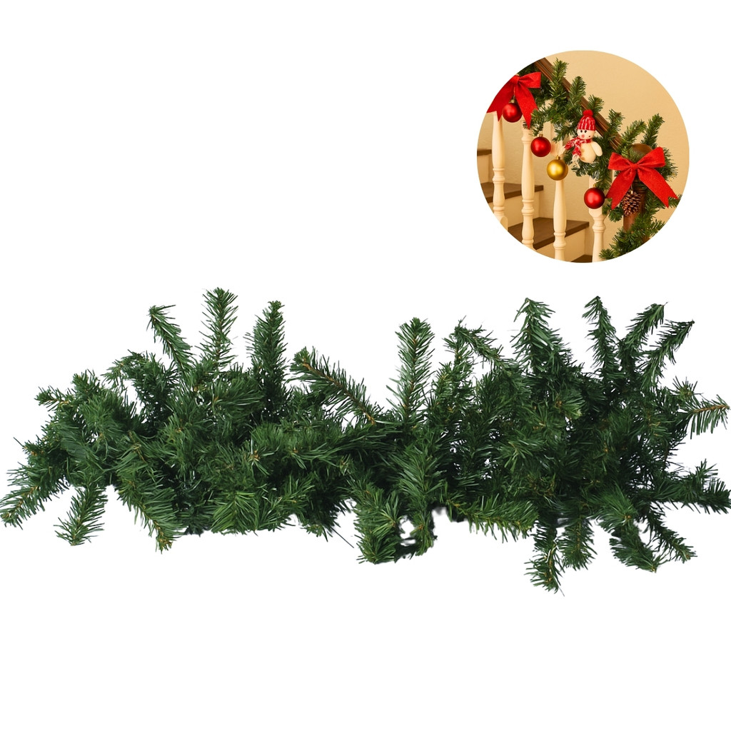Festão Natalino Aramado Verde 2m C/ 120 Galhos P/ Corrimão Porta Janela Mesa Painel Escada Decoração Enfeite de Natal