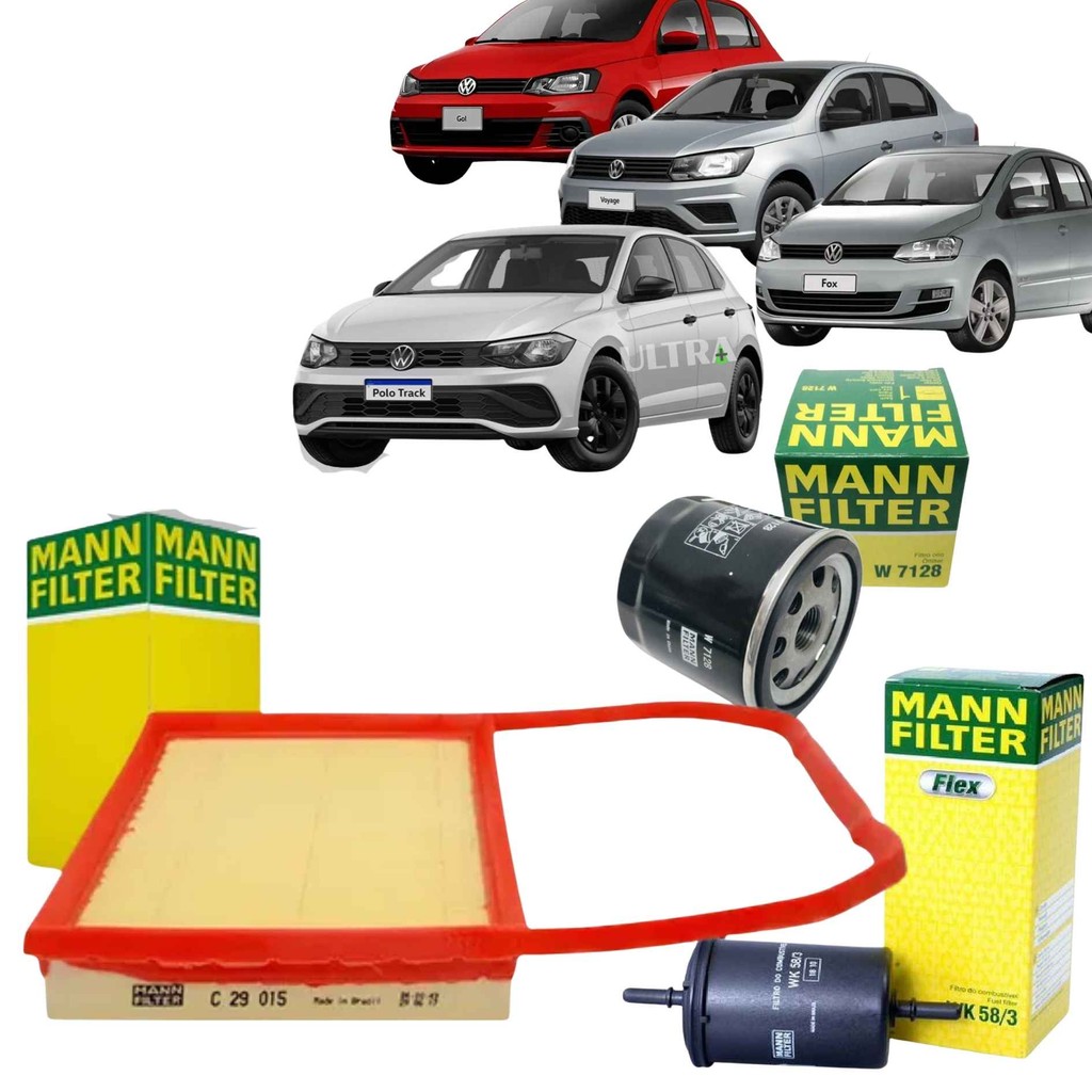 Kit Revisão Troca 3 Filtros para VW Volkswagen Polo Track / Fox / Gol / Voyage - 1.0 12V MPI Aspirado - 2014 em diante ( em Oferta na Shopee