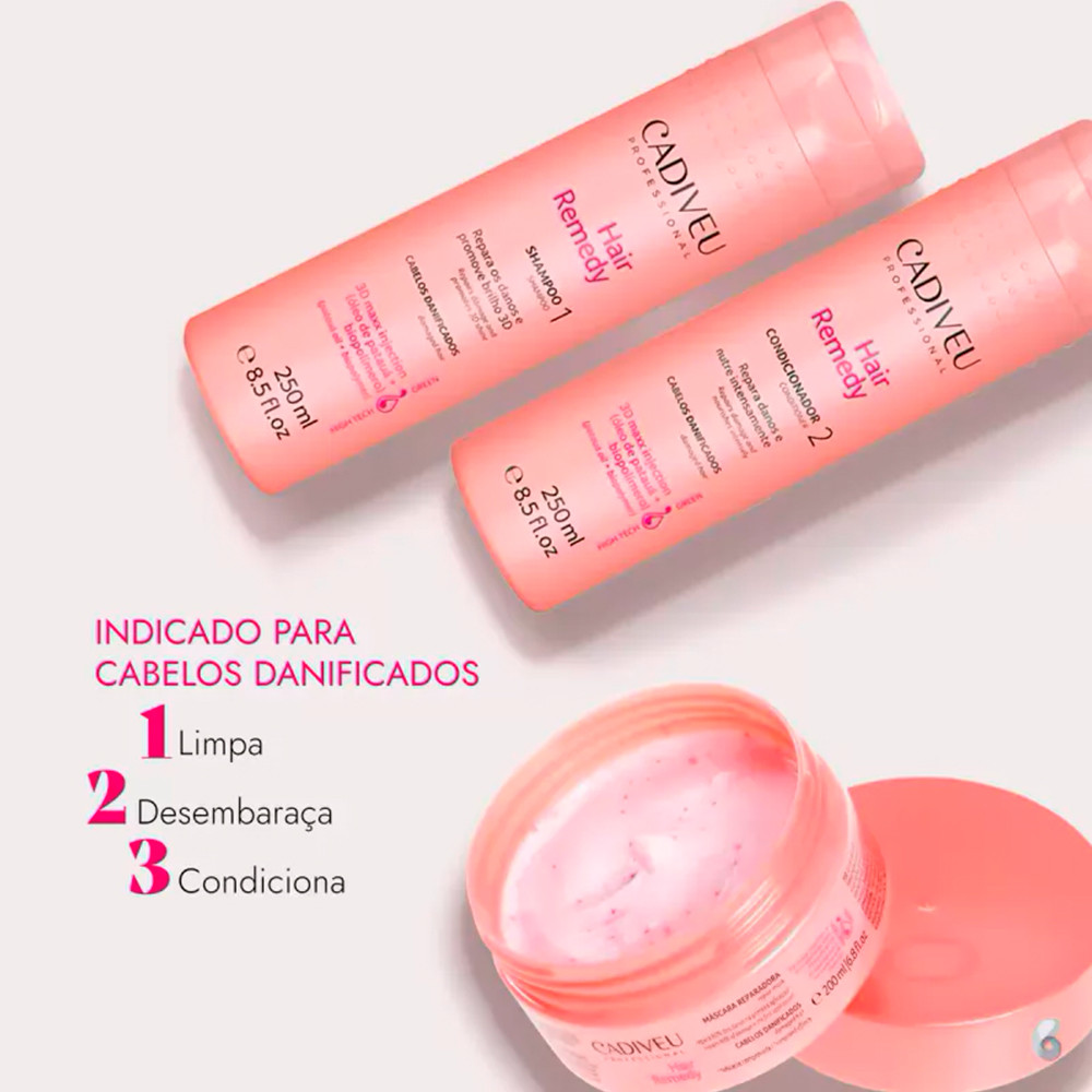 Cadiveu Kit Hair Remedy 3 Produtos (Shampoo, Condicionador e Mascara)