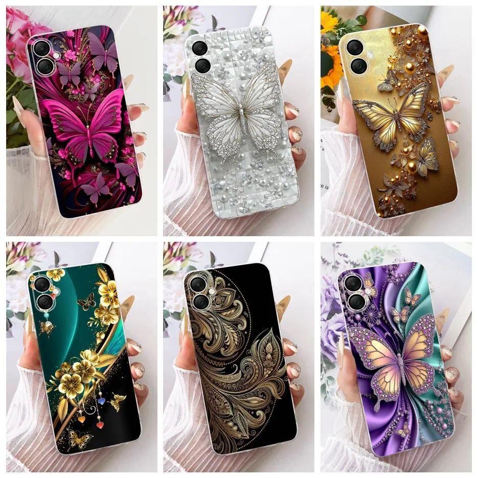 Para Samsung Galaxy A07 4G Caso SM-A075F Luxo Borboleta Pintado Capa De Silicone Macio A07 A 06 A06 Embalagem em Oferta na Shopee