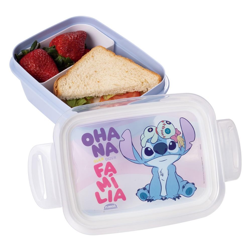 Marmita Hermética Stitch Divisória Lancheira Disney Plasútil em Oferta na Shopee