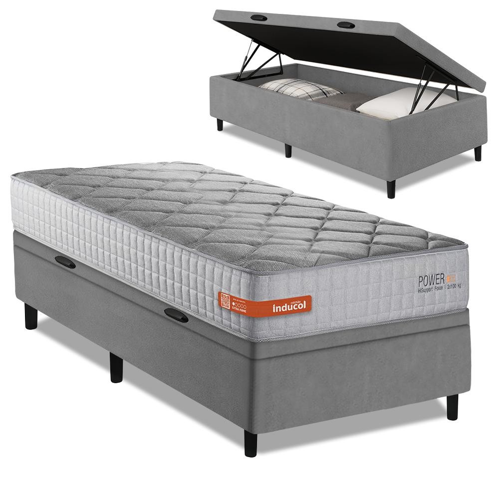 Cama Box Baú Solteiro Espuma Softgel Power 88x188x63cm