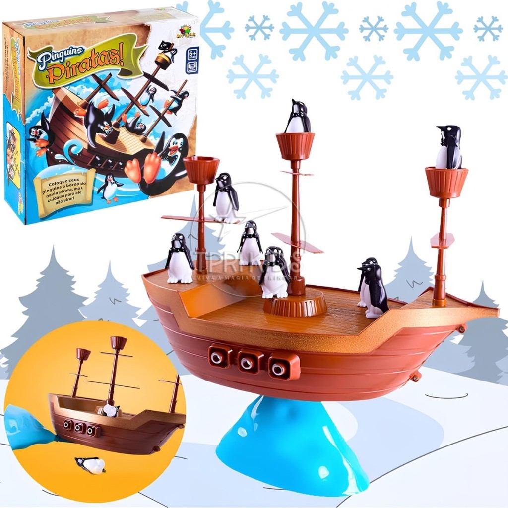 Pinguim Pirata Equilíbrio Navio Brinquedo Infantil Jogo Tabuleiro Empilhar Educativo Mesa Top