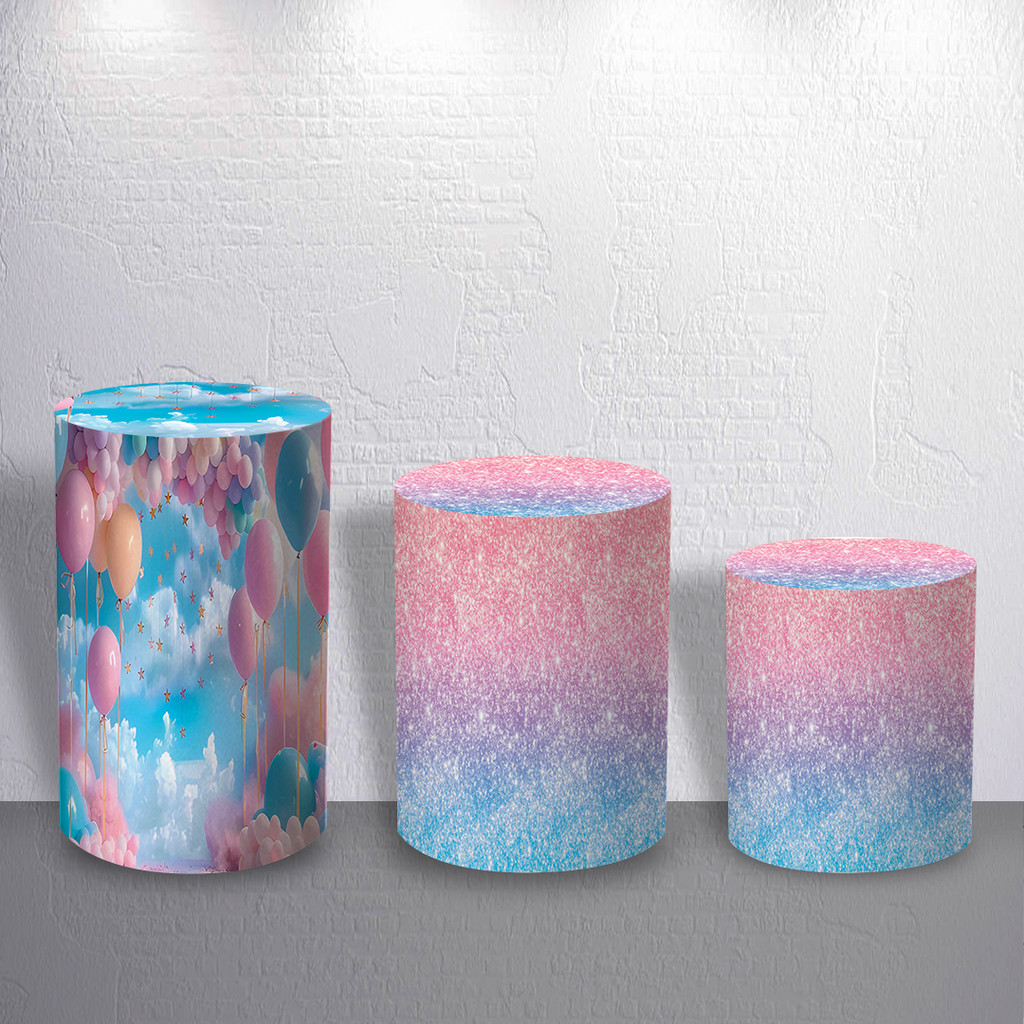 Trio Cilindro Festa Infantil Decoração Menina Unicórnio Mágico Arco-íris Capas Sublimadas