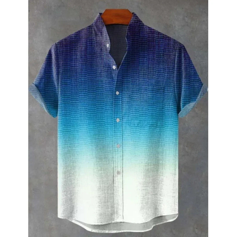 2025 Moda Casual Masculina Nova Camisa De Linho Arte Impressa , Rua Confortável