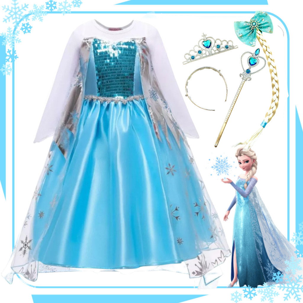 Fantasia Vestido Infantil COSPLAY Elsa Frozen Com Capa E Acessórios Festa Crianças em Oferta na Shopee